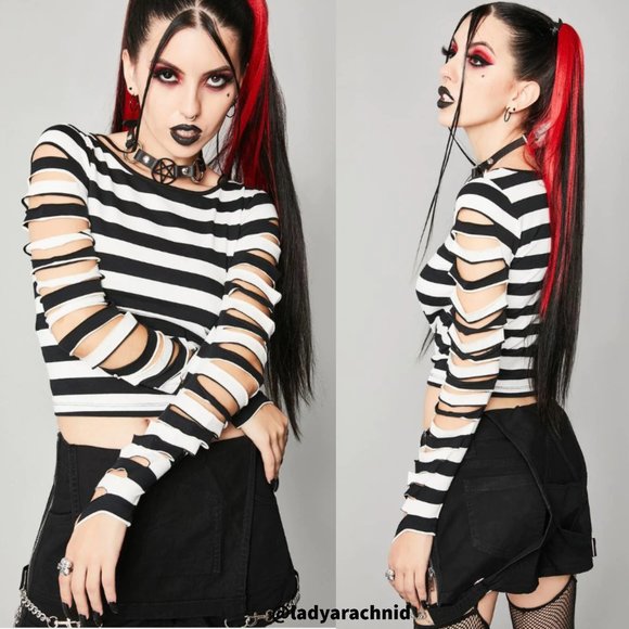 Widow Tops - WIDOW Lost Souls Striped Long Sleeve Top